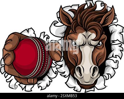 Horse Mustang Cricket Sports Team Mascot Stock Vector