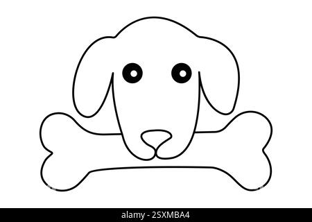 Dog bone continuous single line drawing of simple outline vector design Stock Vector