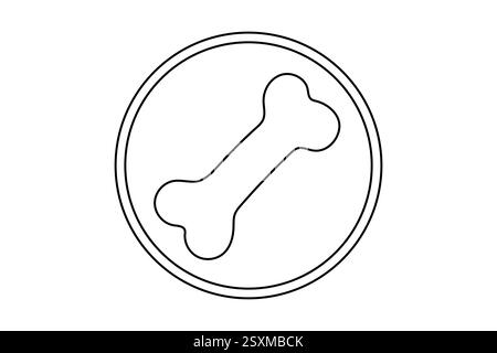 Dog bone continuous single line drawing of simple outline vector design Stock Vector