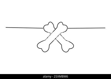 Dog bone continuous single line drawing of simple outline vector design Stock Vector