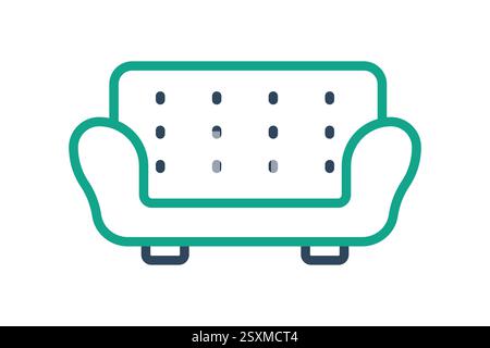 Couch icon. line icon style. icon related to furniture. furniture elements vector illustration Stock Vector