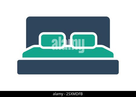 Bed icon. solid icon style. icon related to furniture. furniture elements vector illustration Stock Vector