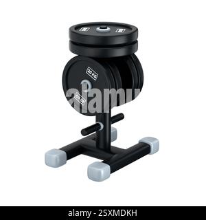 Black stylized stand for plates over white background, 3d render Stock Photo