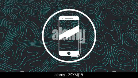 Image of smartphone icon over shapes moving Stock Photo