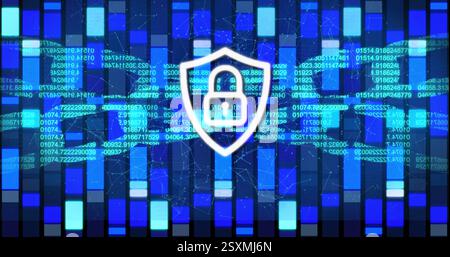 Image of padlock over data processing Stock Photo