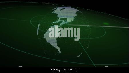 Image of scope scanning over spinning globe Stock Photo