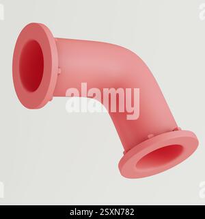 Abstract pink pipe with industrial elements isolated on white background. 3d rendering Stock Photo