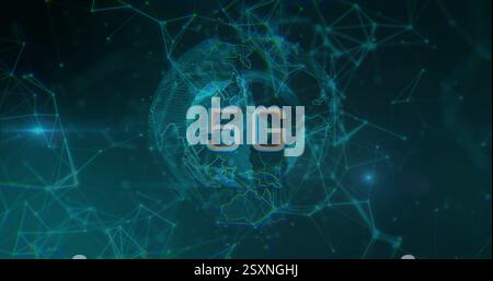 Image of network of connections and globe over 5g text Stock Photo
