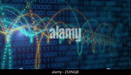 Image of network of connections over binary coding Stock Photo