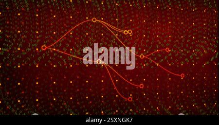 Image of network of connections over binary coding Stock Photo