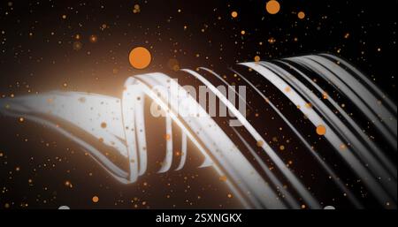 Image of light spots over white lines on black background Stock Photo