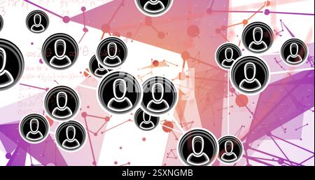 Image of media icons over shapes moving Stock Photo