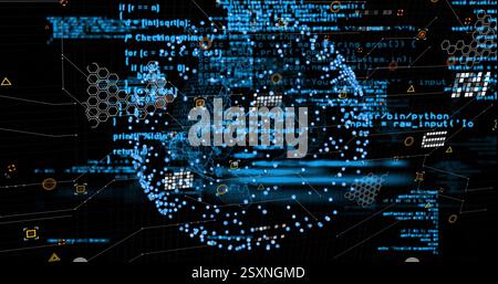 Digital data processing and network connections image over abstract background Stock Photo