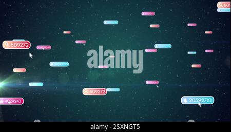 Floating numerical codes image over starry night sky background Stock Photo