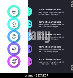 Infographic template with icons and 5 options or steps. Can be used for workflow layout, diagram, banner, webdesign. Vector illustration Stock Vector