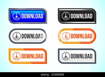 Download button design illustration, Download icon suitable for mobile app, and website UI design Stock Vector
