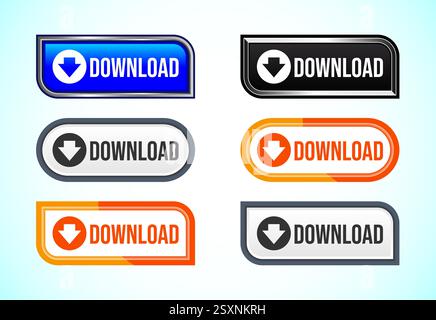 Download button design illustration, Download icon suitable for mobile app, and website UI design Stock Vector