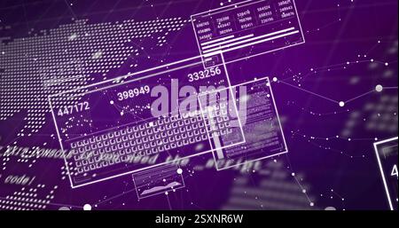 Image of data processing and diagrams over world map Stock Photo