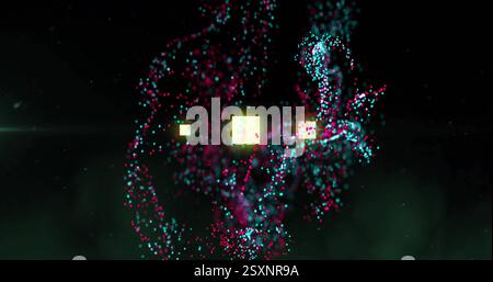 Colorful particles forming abstract shapes, data visualization image Stock Photo