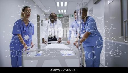 Image of scientific data processing over diverse doctors Stock Photo