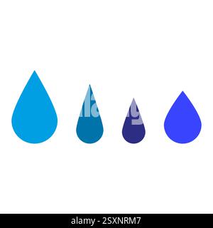 Water drop symbols. Blue gradient elements. Liquid shape concept. Abstract vector form. Stock Vector
