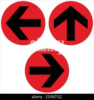 Set of three directional arrows pointing left, right, and up, providing clear guidance and navigation. Stock Vector