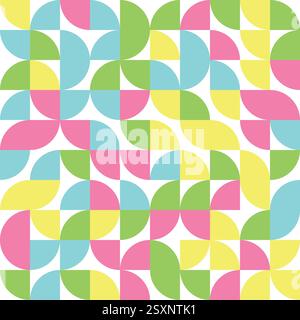 Bauhaus Style geometric pattern Quarter Circle shape in easter color, vector illustration Stock Vector