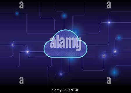 Cloud internet data storage database and data server concept, technology background Stock Vector
