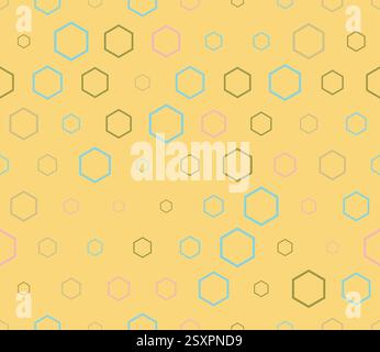 Honeycomb mosaic hexagons background. Multicolored geometric elements of varied size. Hexagon stacked mosaic background. Honeycomb cells. Stock Vector