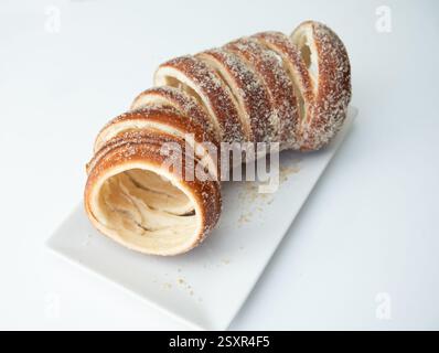 Two crispy apple pies isolated on white background Stock Photo