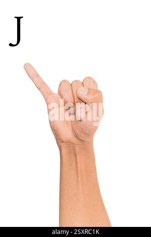 Sign language letter J with white background Stock Photo