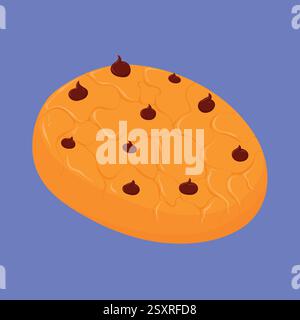 Chocolate Chips Cookie Vector Illustration. Choco chips cookie icon vector. baked cookie Stock Vector