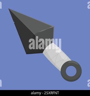 Ninja Kunai Weapon vector Illustration. ninja kunai cartoon icon. ninja knife vector Stock Vector