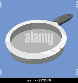 Frying Pan vector illustration. cooking pan icon vector. empty iron frying pan cooking Stock Vector