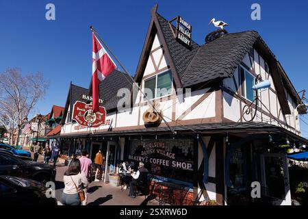 Solvang, California, USA. 23rd Feb, 2025. Solvang, California is a popular central California destination for tourists enticed by Danish pastries, Scandinavian windmills, and its downtown main street called Copenhagen Drive. The town has been receiving attention lately due to President Trump's stated desire to purchase Greenland, a semi-autonomous territory of Denmark. (Credit Image: © Jonathan Alcorn/ZUMA Press Wire) EDITORIAL USAGE ONLY! Not for Commercial USAGE! Stock Photo