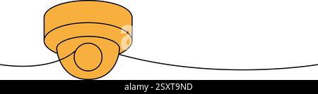 Fixed CCTV camera one line colored continuous drawing. Security surveillance system. Vector illustration Stock Vector