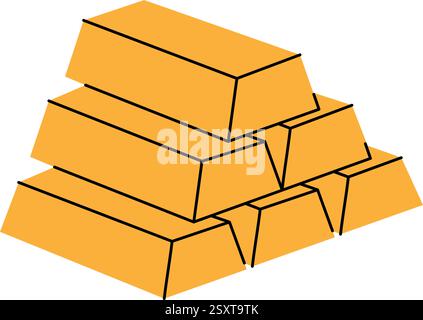 A stack of gold bars. Money investment and business commerce. Vector illustration. Stock Vector