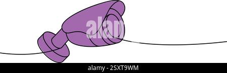 Video camera one line colored continuous drawing. Security surveillance system. Vector illustration Stock Vector