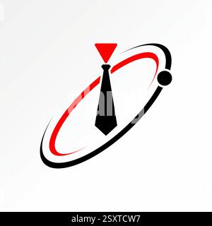 Logo design graphic concept creative premium vector stock image top sell simple play tie on circle 360 degrees swoosh ellipse art dress formal necktie Stock Vector