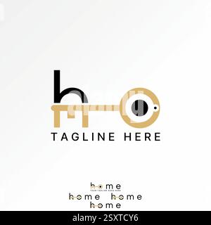 Logo design graphic concept creative premium vector stock image top sell initial HO Home font door keyhole property house owner unlock loan new estate Stock Vector