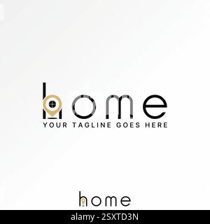 Logo design graphic concept creative premium vector stock image top sell text word Home initial H font point place property house search guide service Stock Vector