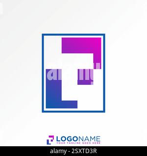 Logo design graphic concept creative premium vector stock image top sell letter T font on negative space square monogram typography media tech brand Stock Vector