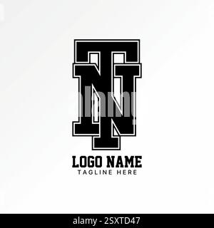 Logo design graphic concept creative premium vector stock image top sell initial TN or NT sport font connect line athletic monogram typography brand Stock Vector