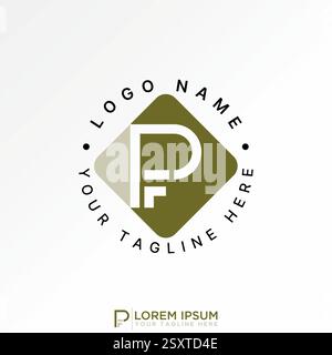 Logo design graphic concept creative premium vector stock image top sell initial PF or FP font line cut square monogram typography media tech law firm Stock Vector