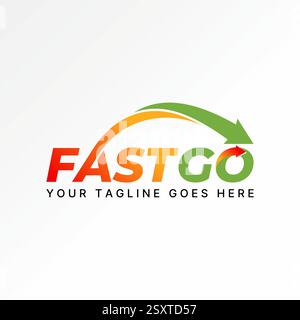 Logo design graphic concept creative premium vector stock image top sell initial O font arrow swoosh text Fast Go technology monogram speed branding Stock Vector