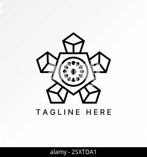Logo design graphic concept creative premium vector stock image top sell 3D pentagon pattern up build modeling geometric art fantasy effect mosaic toy Stock Vector