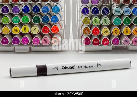 Ohuhu art markers isolated on white background. Stock Photo