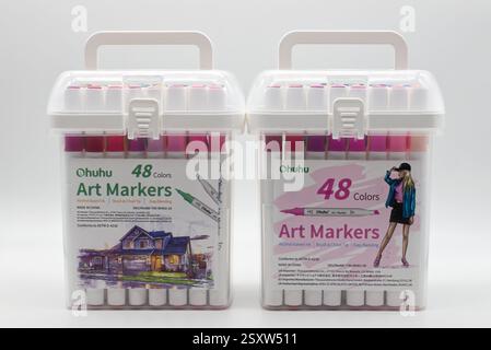 Ohuhu art markers isolated on white background. Stock Photo