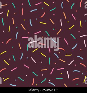 Sprinkle Pattern. Rainbow dotted lines on chocolate background. Small ...