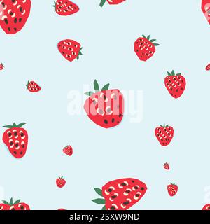 A Vibrant Strawberry Seamless Pattern is perfect for creating Fresh and Exciting Designs. Food background Stock Vector